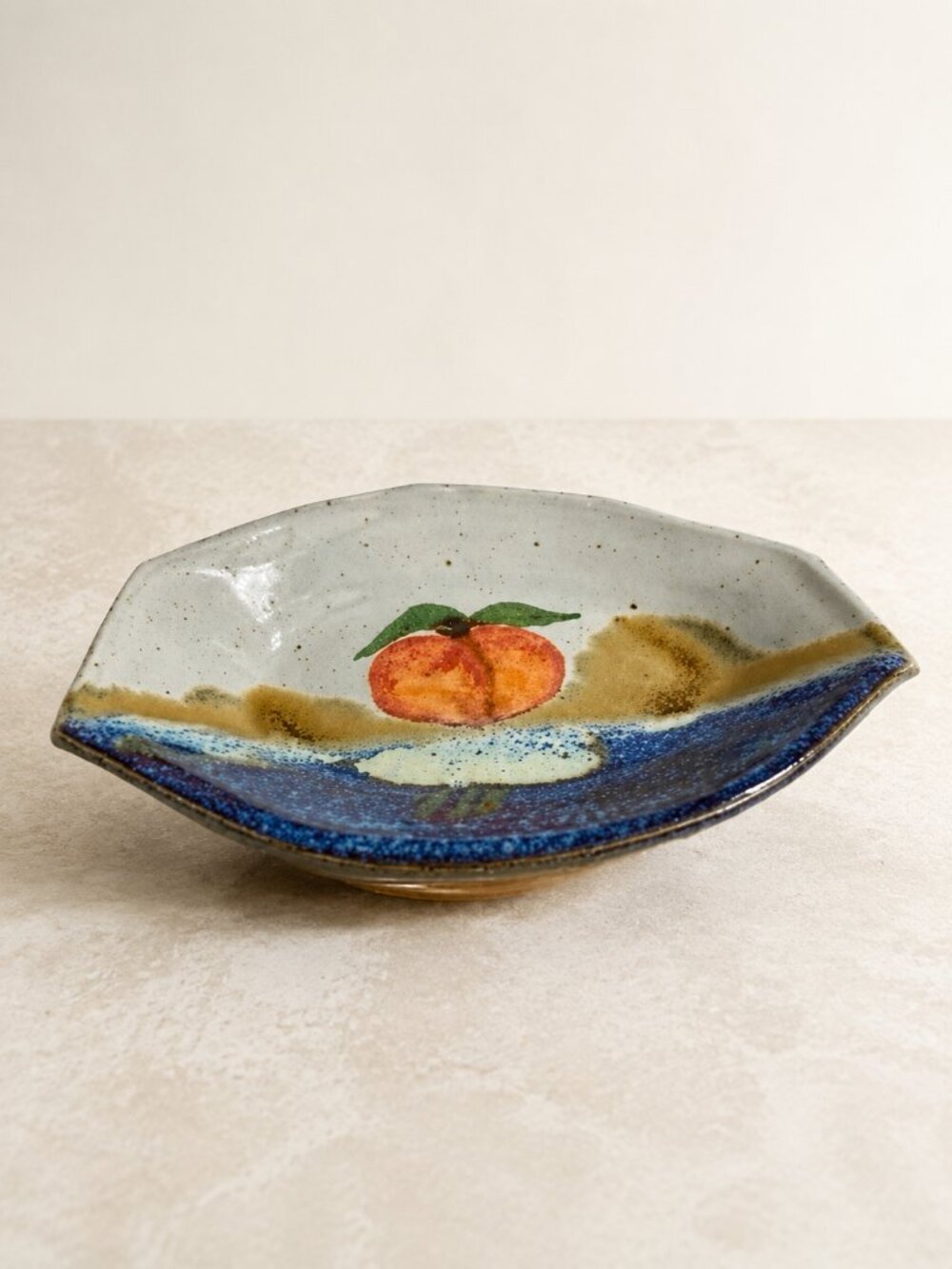 Signed Chappelle Happy Valley Pottery Peach Dish Georgia Studio Art